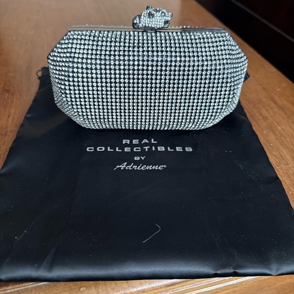 Adrienne Handbags - Real Collectibles by Adrienne Black Clutch with Rhinestone Detail